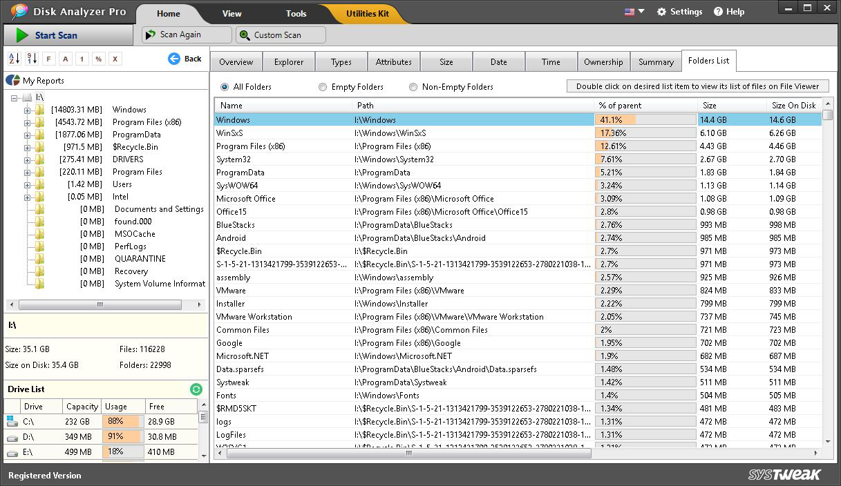 Folder list and Subfolders Report