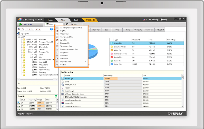 Search unwanted files with your own search criteria
